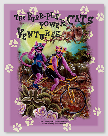 Book, Beautiful Art book, Japanese contemporary artist in USA, Hiroko Sakai Fine Art, best seller book, popular book, children's book, cat book, purple cat, adventure book, best for gift, gift for kids