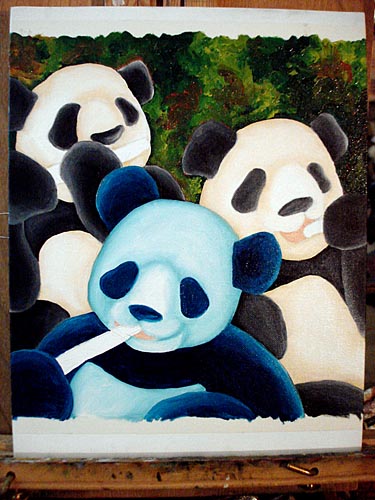 Oil painting, painting process, panda painting, illustration process, children's book illustration, panda illustration, popular illustrator, top illustrator