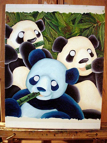 Oil painting, painting process, panda painting, illustration process, children's book illustration, panda illustration, popular illustrator, top illustrator