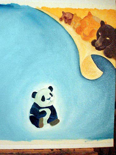 Oil painting, painting process, panda painting, illustration process, children's book illustration, panda illustration, popular illustrator, top illustrator