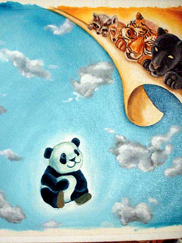 Oil painting, painting process, panda painting, illustration process, children's book illustration, panda illustration, popular illustrator, top illustrator