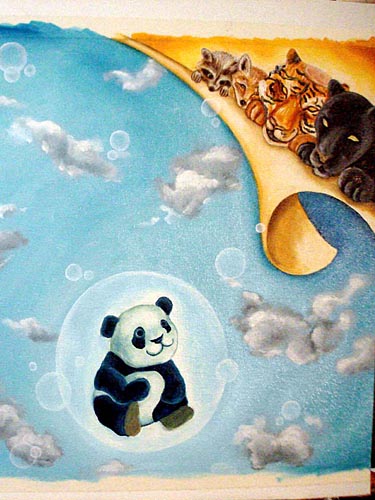 Oil painting, painting process, panda painting, illustration process, children's book illustration, panda illustration, popular illustrator, top illustrator