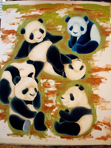 Oil painting, painting process, panda painting, illustration process, children's book illustration, panda illustration, popular illustrator, top illustrator