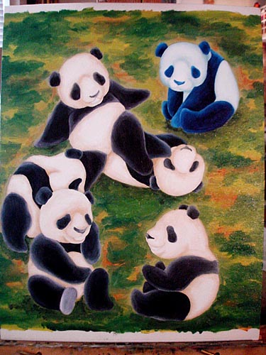 Oil painting, painting process, panda painting, illustration process, children's book illustration, panda illustration, popular illustrator, top illustrator