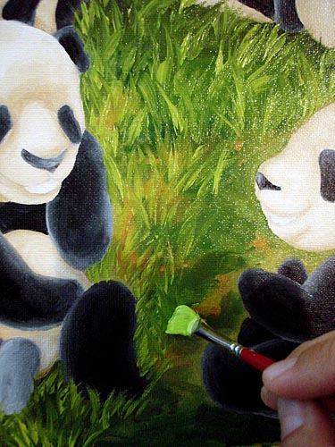 Oil painting, painting process, panda painting, illustration process, children's book illustration, panda illustration, popular illustrator, top illustrator