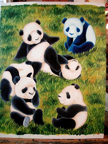 Oil painting, painting process, panda painting, illustration process, children's book illustration, panda illustration, popular illustrator, top illustrator