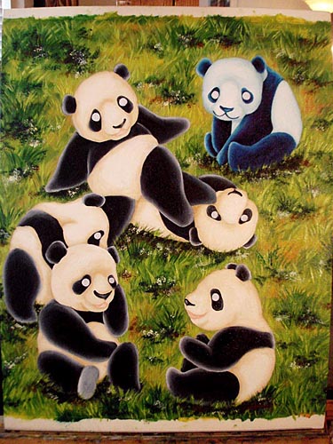 Oil painting, painting process, panda painting, illustration process, children's book illustration, panda illustration, popular illustrator, top illustrator