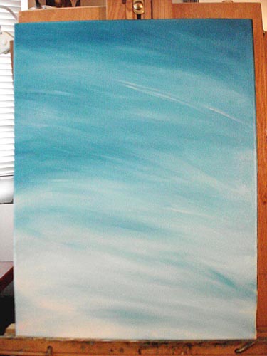 Oil painting, painting process, original oil painting, artist studio, sky painting, how to paint blue sky