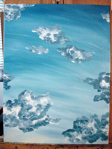 Oil painting, painting process, original oil painting, artist studio, sky painting, how to paint blue sky