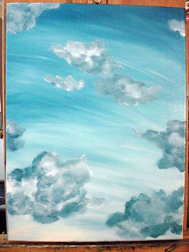 Oil painting, painting process, original oil painting, artist studio, sky painting, how to paint blue sky