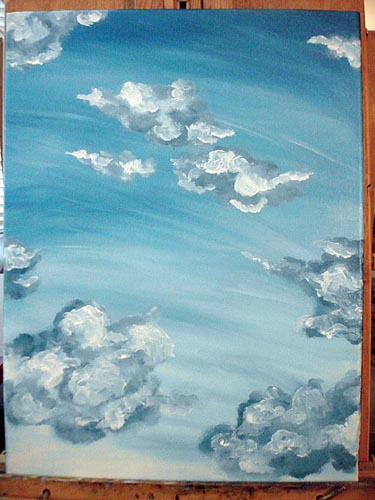 Oil painting, painting process, original oil painting, artist studio, sky painting, how to paint blue sky