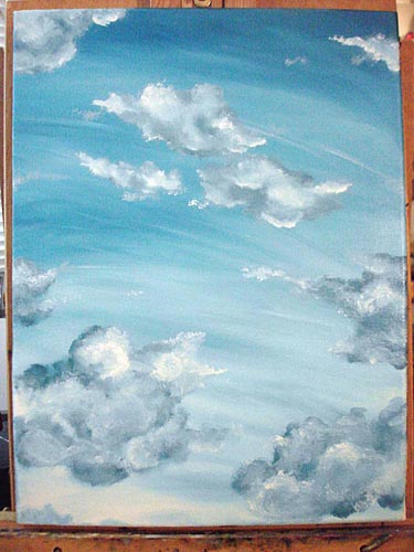 Oil painting, painting process, original oil painting, artist studio, sky painting, how to paint blue sky