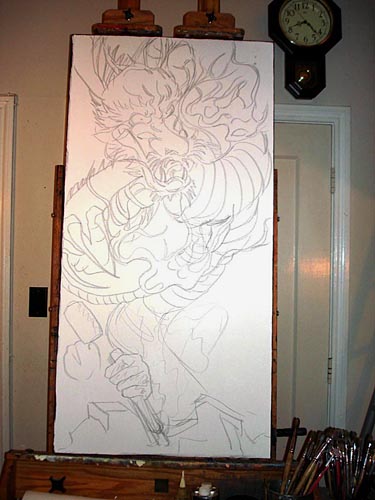 Oil painting, painting process, original oil painting, artist studio, power of spirit, dragon painting, japanese art