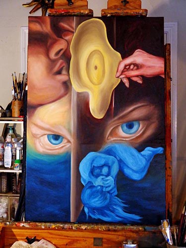 Oil painting, painting process, original oil painting, artist studio, time