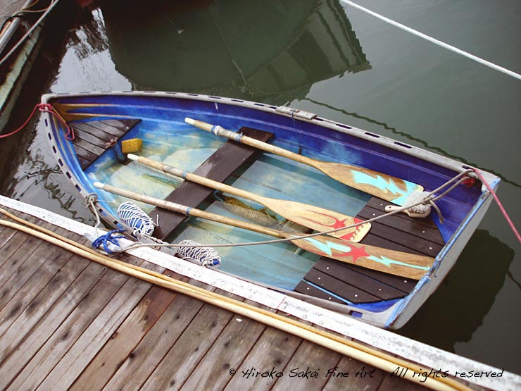 colorful boat, artistic boat, sausalito