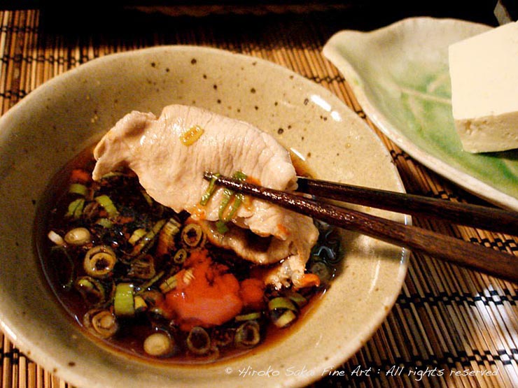 food, japanese food, nabe, pork and spinach