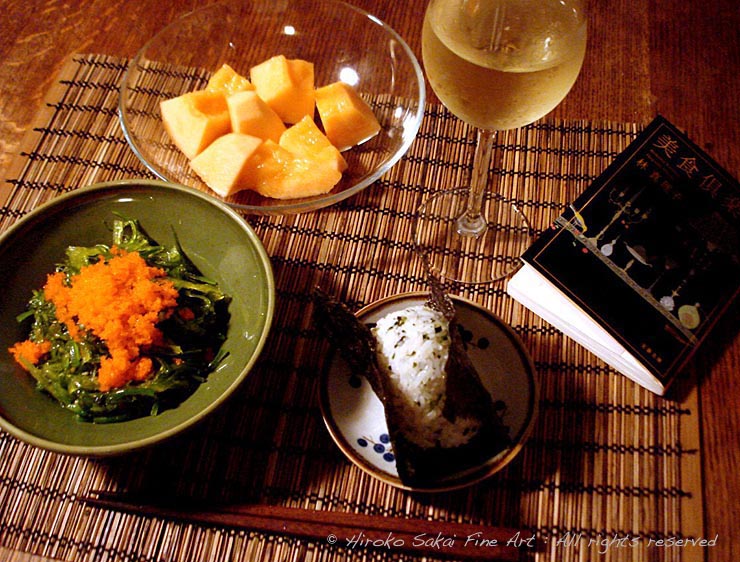 food, single life, simple dinner, onigiri, rice ball