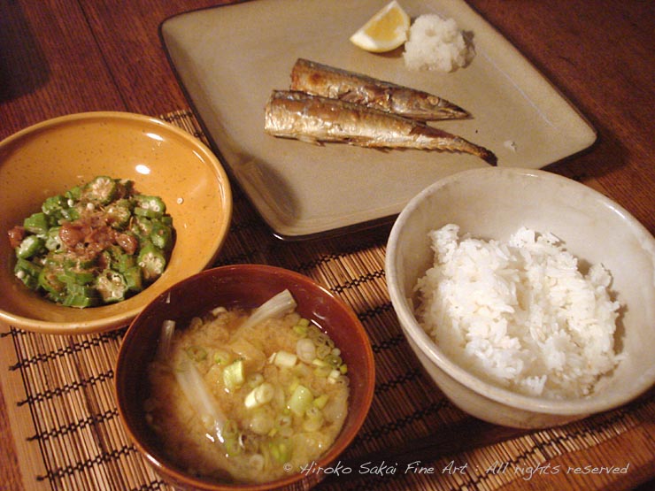 food, Japanese food, Japanese cuisine, Japanese dinner, rice, miso soup, sanma, shioyaki, saury 