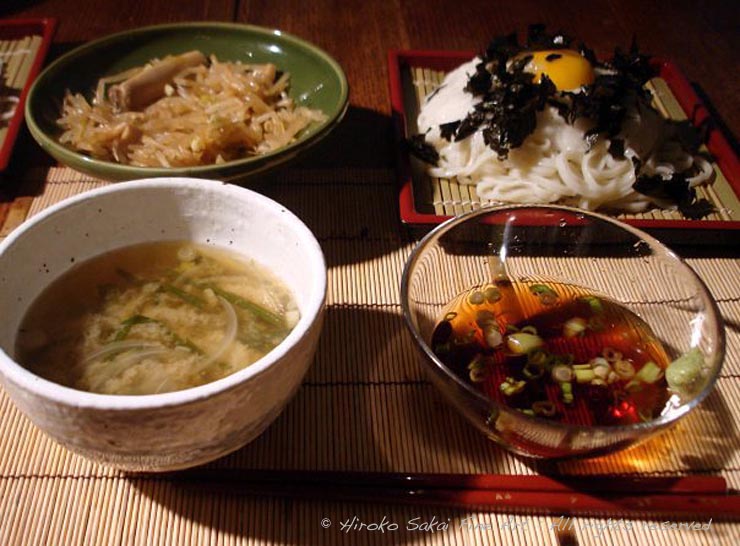 food, zaru udon, udon, Japanese food, Japanese dinner, miso soup