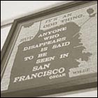 anyone who disappears is said to be seen in san francisco, oscar wild quote,woodblock, artwork on art gallery wall 