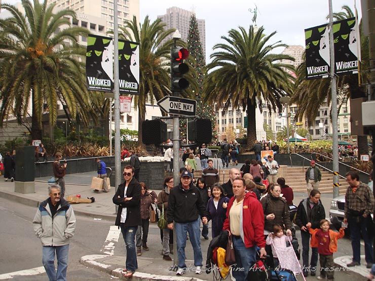 san francisco dwon town, union square, california, christmas tree, city