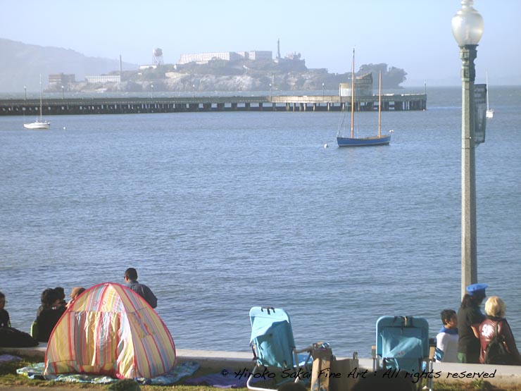 san francisco bay, fishermen's walf, alcatraz, alcatraz island, ocean, bay view, july 4th