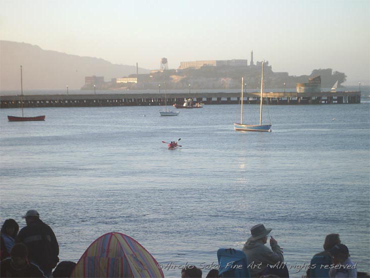 san francisco bay, fishermen's walf, alcatraz, alcatraz at sunset, alcatraz island, ocean, bay view, july 4th