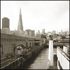 ferry station, ferry dock, san francisco down town view, ocean, water front