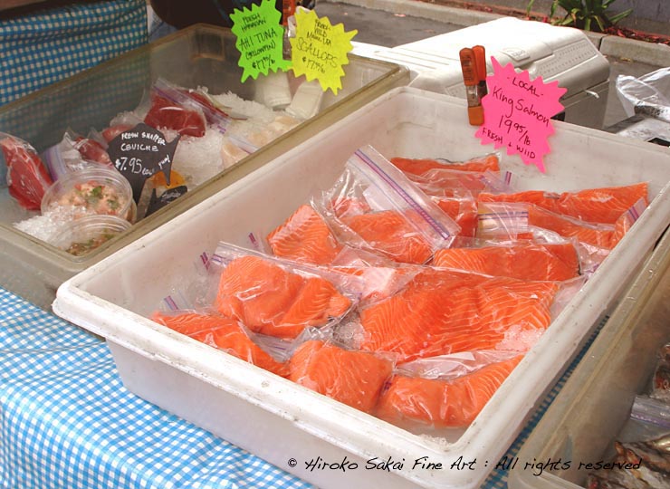 farmer's market, blessings from ocean, salmon, king salmon, fish, sea food, food 