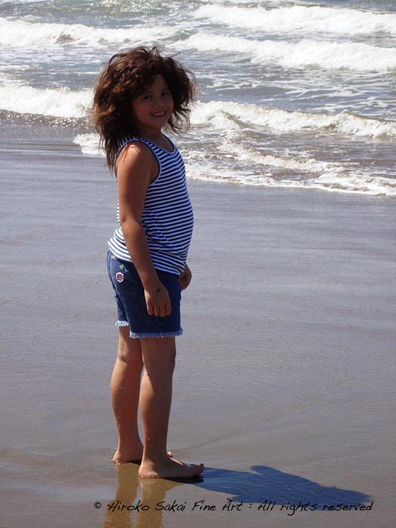 girl at beach, girl playing with waves, beach, summer, sea, memory of summer, cute girl